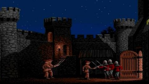 Battle in castle. Strategy game.. Defender of the Crown