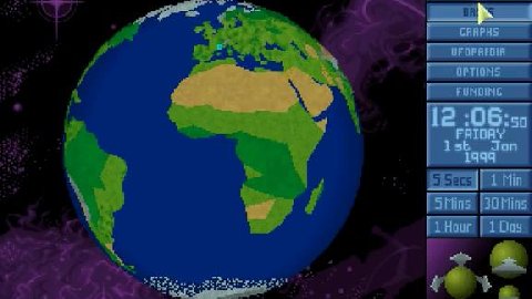 World globe. Retro space strategy.. X-COM: UFO Defense (UFO: Enemy Unknown)